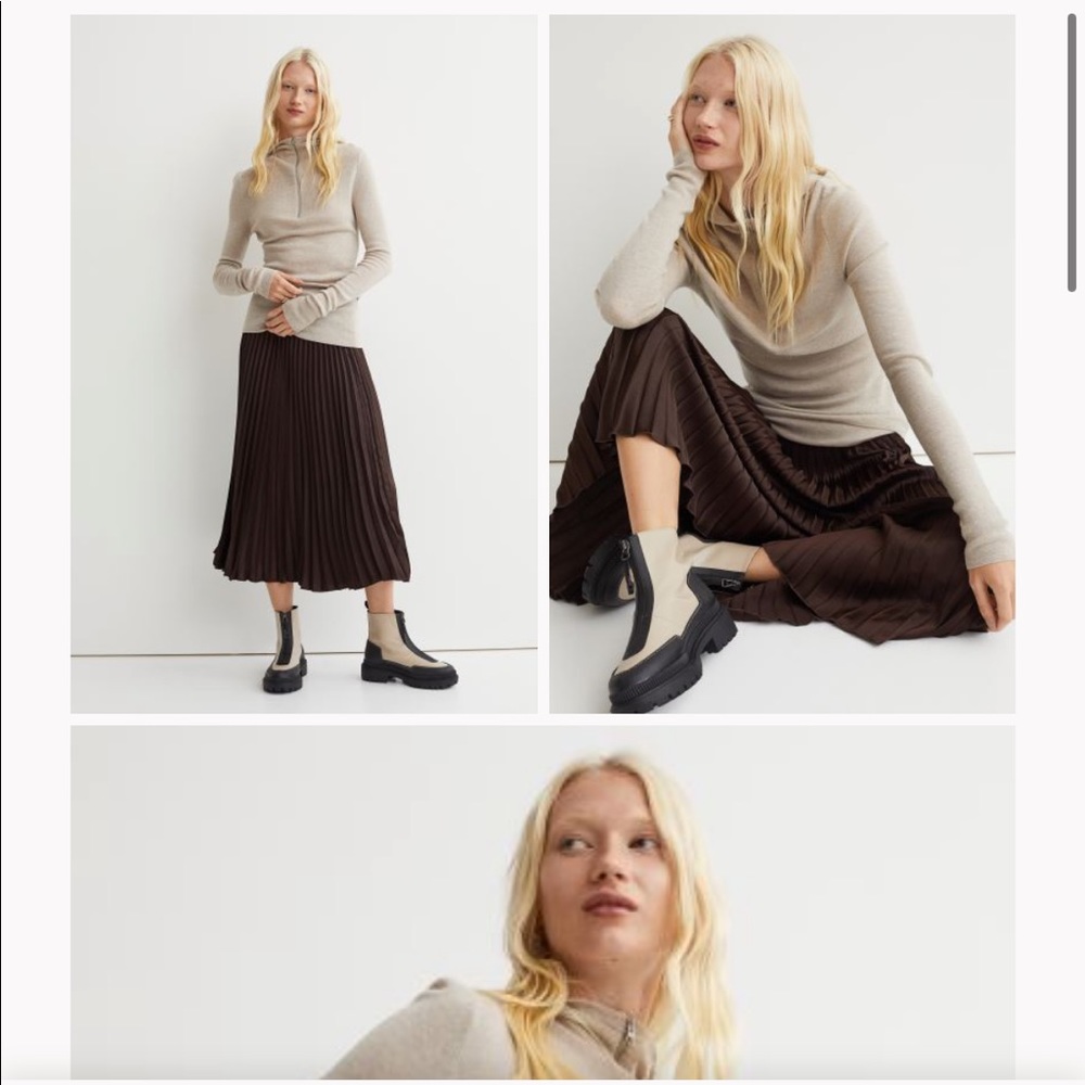 H&M Light brown skirt looks golden/light beige skirt looks light gray sizeL/XL